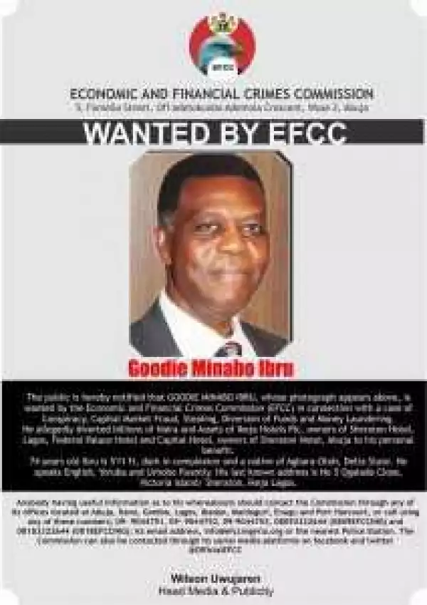 EFCC declares Ikeja Hotels owners, Goddie Ibru wanted